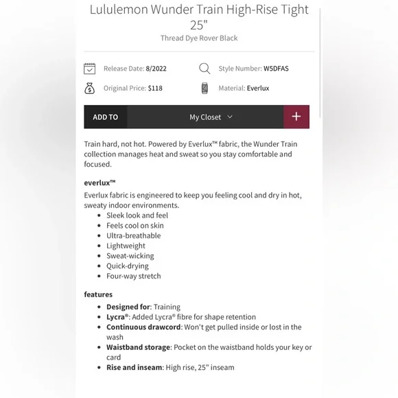 LULULEMON NWT Thread Dye Wunder Train Gray Size 4 Rover Black - Picture 2 of 2